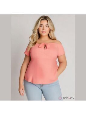 Torrid Super Soft Pink Tie-Front Off-Shoulder Top Size 3X
